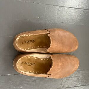 NEFES Men's Brown Leather Slip-On Loafers